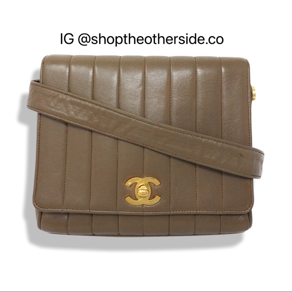 Chanel Turnlock Lambskin Vertical Quilted Greige